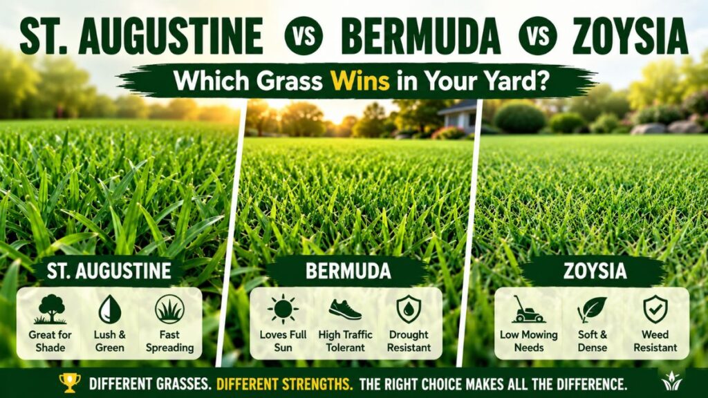 St. Augustine vs Bermuda vs Zoysia